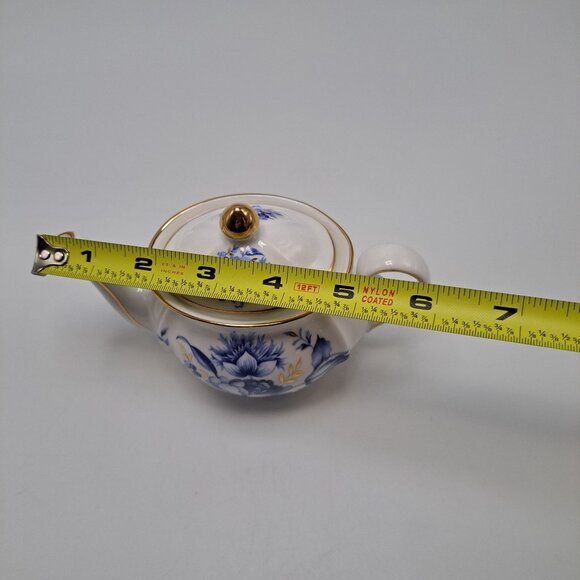 Wade England The Regency Collection White Teapot Blue Floral White Gold Trim - Picture 3 of 11